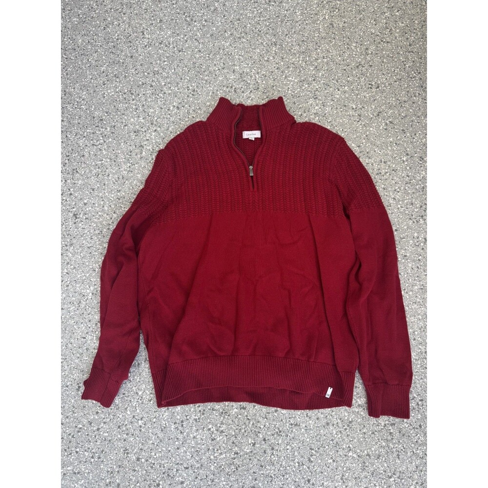 calvin klein mens red knit pullover sweater size L